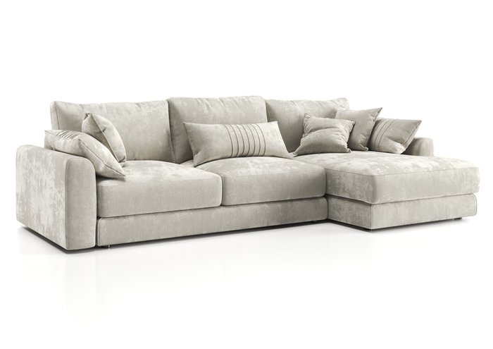 Угловой диван-кровать Шерлок с оттоманкой белого цвета
