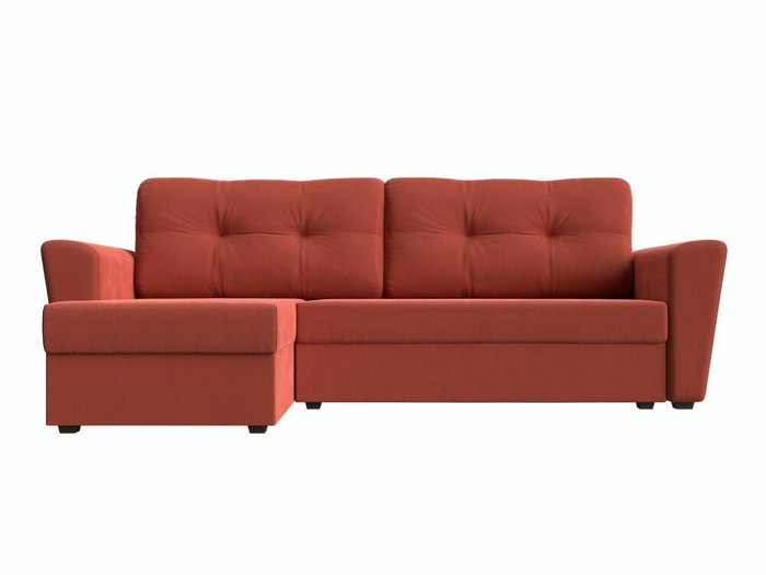 Угловой диван-кровать Амстердам лайт кораллового цвета левый угол - купить Угловые диваны по цене 27999.0