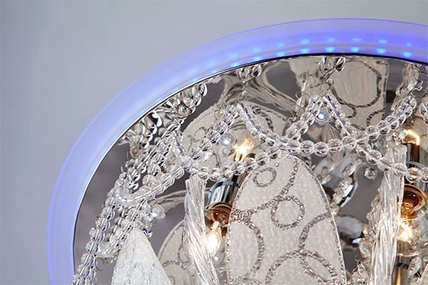 Люстра с хрусталем и декором из стекла 80100/8 хром/голубой - лучшие Потолочные люстры в INMYROOM