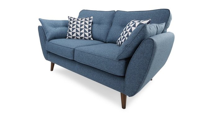 Прямой двухместный диван Элдон синий - лучшие Прямые диваны в INMYROOM
