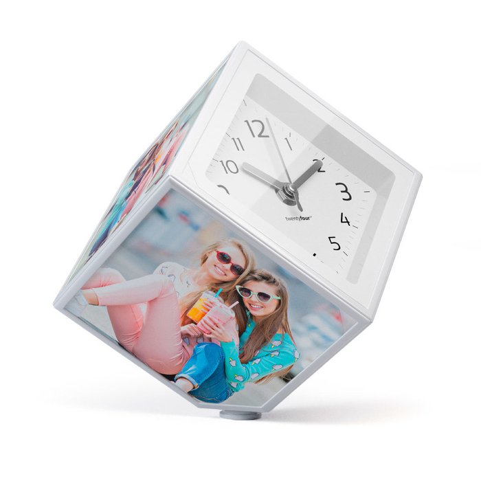 Держатель-часы для фотографий вращающийся Photo-Clock белого цвета