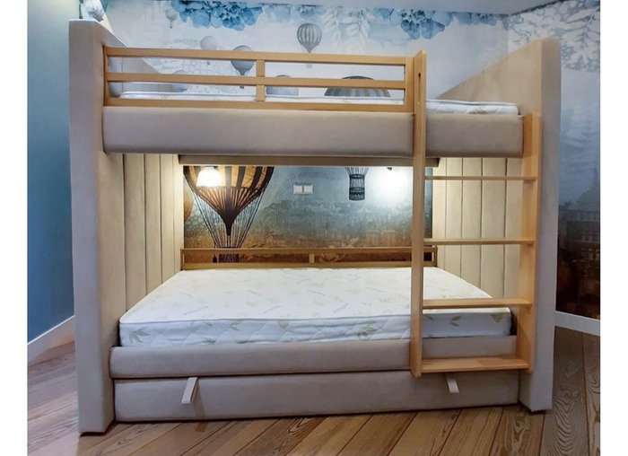 Двухъярусная кровать Cosy 90х200 серого цвета - лучшие Двухъярусные кроватки в INMYROOM