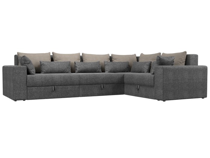 Угловой диван-кровать Мэдисон Long серо-бежевого цвета правый угол