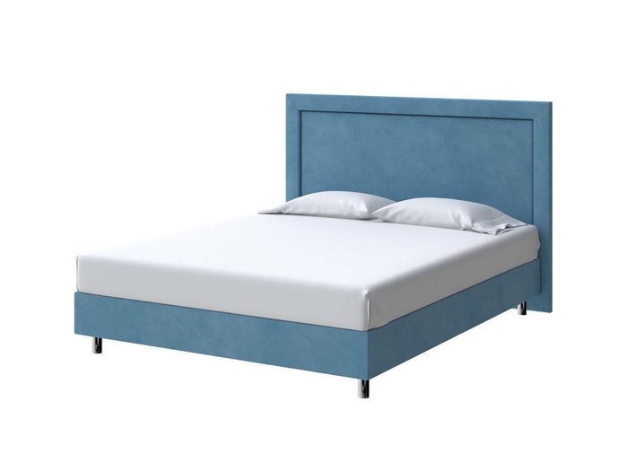 Кровать London Boxspring Standart 140х200 синего цвета (велюр) Кровать London Boxspring Standart 140х200 синего цвета (велюр)
