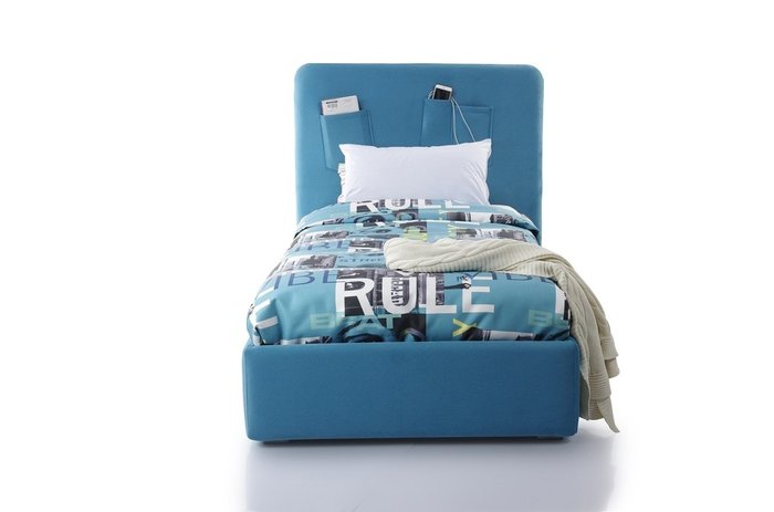 Кровать Fancy 90х200 голубого цвета  с подъемным меxанизмом  - купить Одноярусные кроватки по цене 97310.0