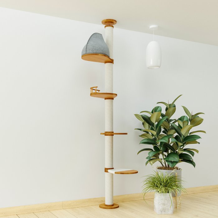 Игровой комплекс для кошек Tree M с канатом белого цвета - купить Мебель для домашних питомцев по цене 24570.0 Игровой комплекс для кошек Tree M с канатом белого цвета - купить Мебель для домашних питомцев по цене 24570.0
