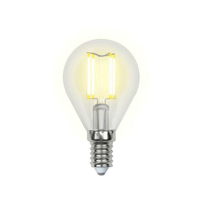 Лампа светодиодная филаментная (UL-00002870) Uniel E14 5W 4000K LED-G45-5W/NW/E14/CL/DIM GLA01TR