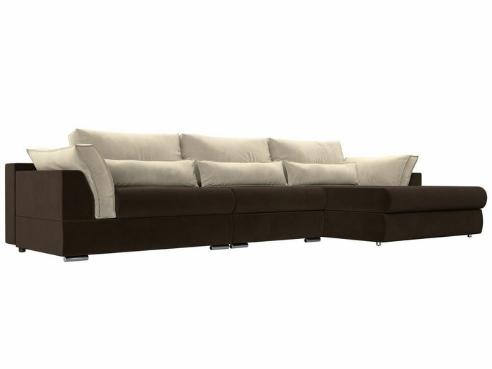 Угловой диван-кровать Пекин Long бежево-коричневого цвета угол правый