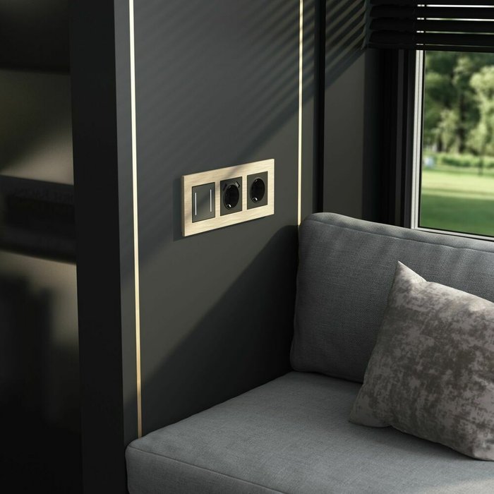 W0033511/ Рамка на 3 поста AluMax (шампань) W0033511 AluMax шампань - купить Розетки по цене 6120.0 W0033511/ Рамка на 3 поста AluMax (шампань) W0033511 AluMax шампань - купить Розетки по цене 6120.0