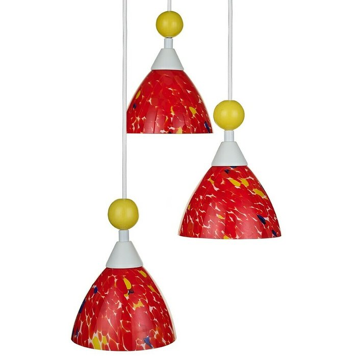 Подвесная люстра  Flower Trio красного цвета - купить Подвесные люстры по цене 8200.0
