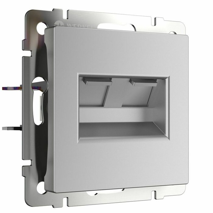 Розетка двойная Ethernet RJ-45 серебряный W1181106 Розетка двойная Ethernet RJ-45 серебряный W1181106