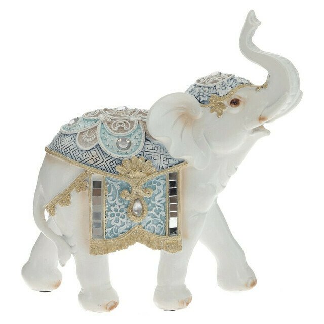 Фигурка декоративная Слон бело-голубого цвета
