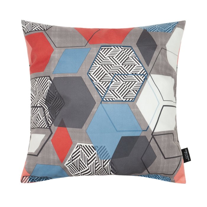 Декоративная подушка Geometry slate серо-красного цвета