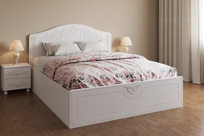 Кровать Ассоль 160х200 белого цвета с подъемным механизмом - лучшие Кровати для спальни в INMYROOM