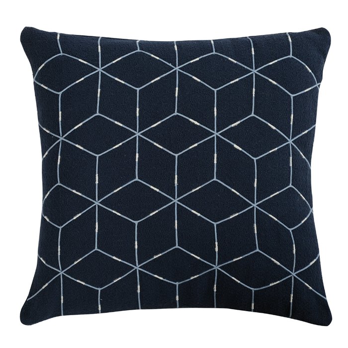 Подушка декоративная Ethnic из хлопка темно-синего цвета с геометрическим орнаментом