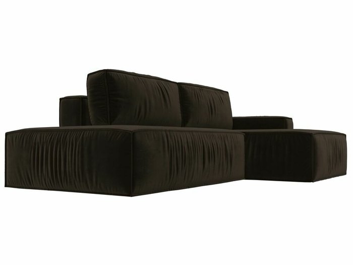 Угловой диван-кровать Прага модерн коричневого цвета правый угол - лучшие Угловые диваны в INMYROOM