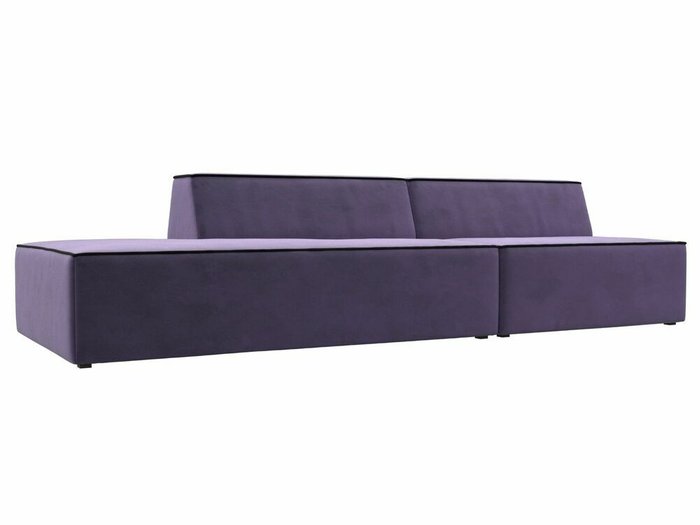 Прямой модульный диван Монс Модерн темно-фиолетового цвета с черным кантом левый