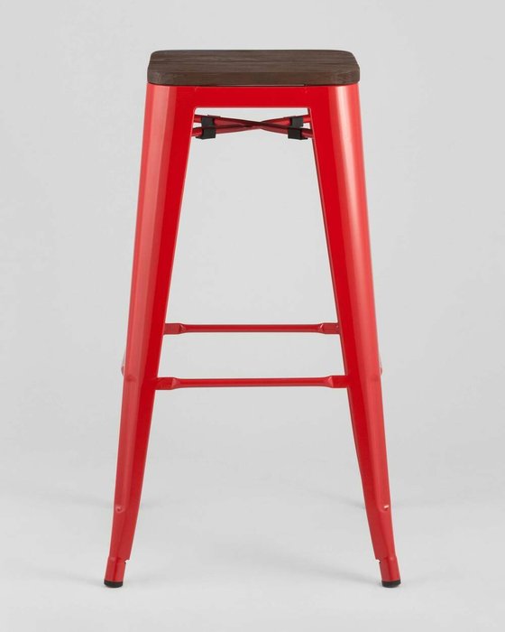 Стул барный Tolix Wood красного цвета - лучшие Барные стулья в INMYROOM