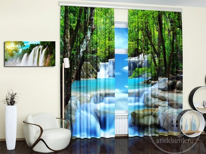 Шторы с фотопечатью: Райский водопад - купить Шторы по цене 3990.0