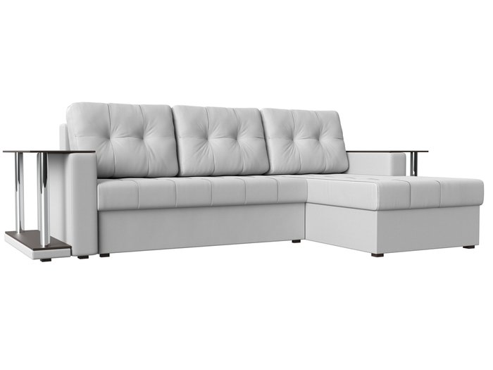 Угловой диван-кровать Даллас белого цвета (экокожа)