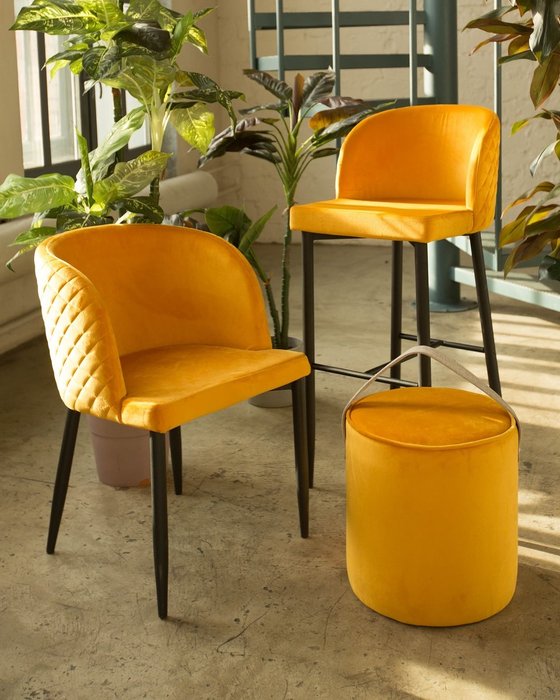 Барный стул Оскар вельвет оранжевый - лучшие Барные стулья в INMYROOM