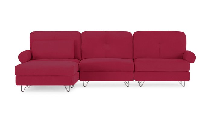 Угловый диван с оттоманкой Багамы красного цвета - лучшие Угловые диваны в INMYROOM