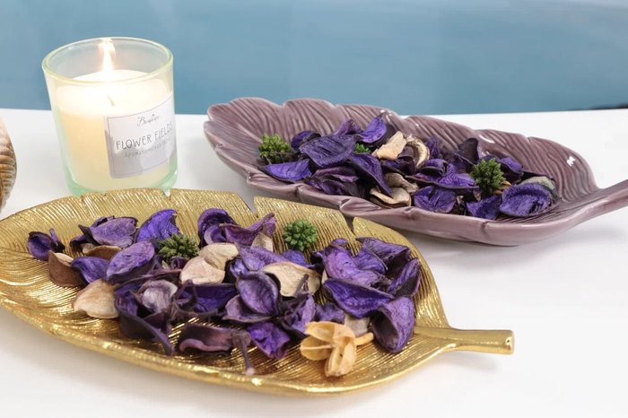 Керамическое блюдо Лист фиолетового цвета - купить Тарелки по цене 976.0