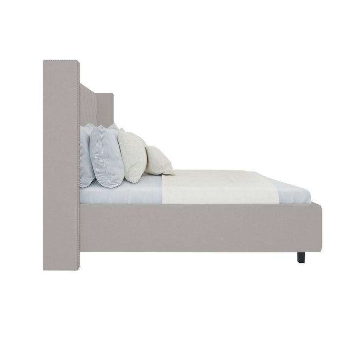 Кровать с декоративными гвоздиками "Wing" Велюр Бежевый 160x200 - купить Кровати для спальни по цене 102000.0