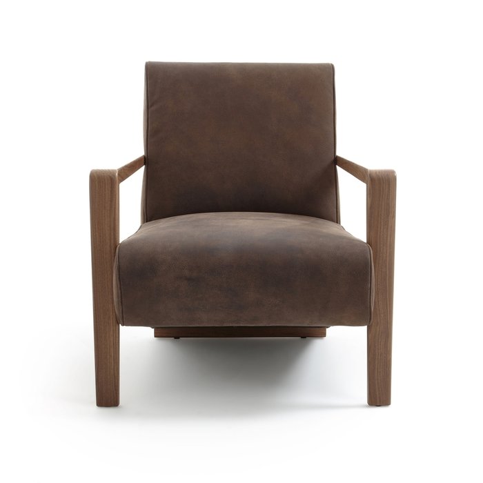 Кресло кожаное Sanami коричневого цвета - лучшие Интерьерные кресла в INMYROOM