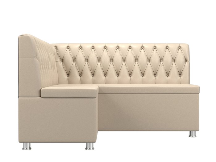 Кухонный угловой диван Мирта бежевого цвета (экокожа) левый угол - купить Угловые диваны по цене 36999.0