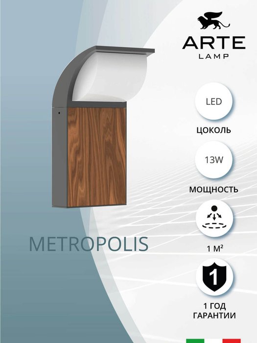 Уличный настенный светильник Arte Lamp METROPOLIS A1991AL-1BK - лучшие Настенные уличные светильники в INMYROOM