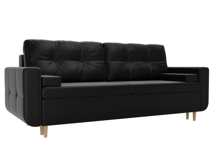 Прямой диван-кровать Кэдмон черного цвета (экокожа)