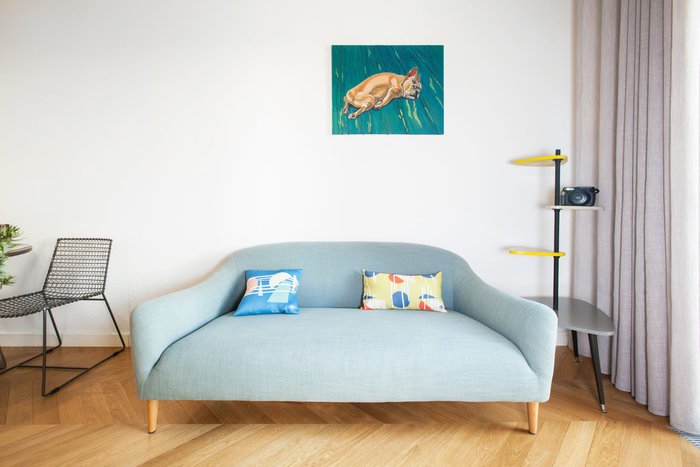 Декоративная подушка Geometry синего цвета - купить Декоративные подушки по цене 1450.0