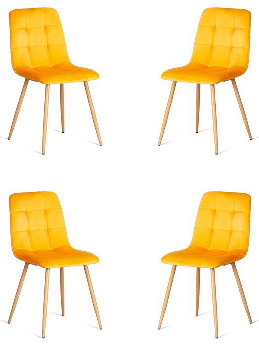 Комплект из четырех стульев Chilly желтого цвета