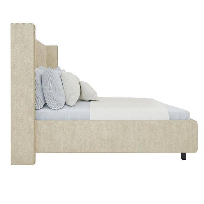 Кровать с декоративными гвоздиками "Wing" Лён Классический 160х200 - купить Кровати для спальни по цене 102000.0