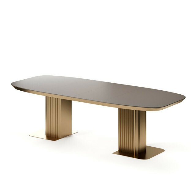Раздвижной обеденный стол Гиртаб S коричнево-золотого цвета - лучшие Обеденные столы в INMYROOM