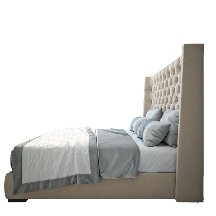 Кровать Jackie King Велюр Бежевый 200х200  - купить Кровати для спальни по цене 102000.0