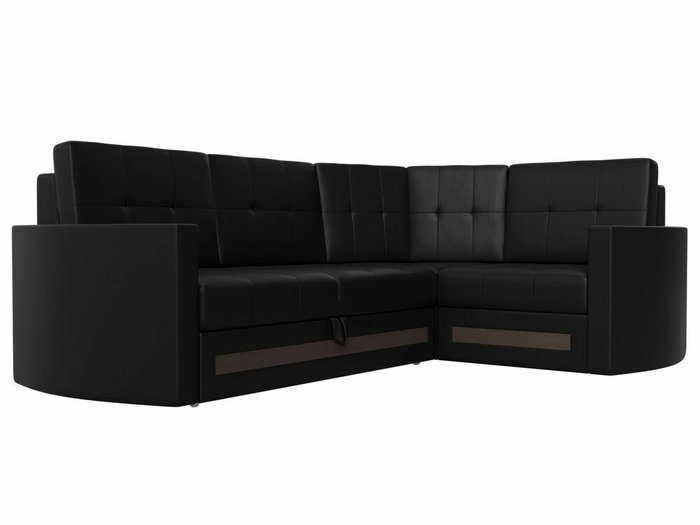 Угловой диван-кровать Белла черного цвета (экокожа) правый угол - лучшие Угловые диваны в INMYROOM