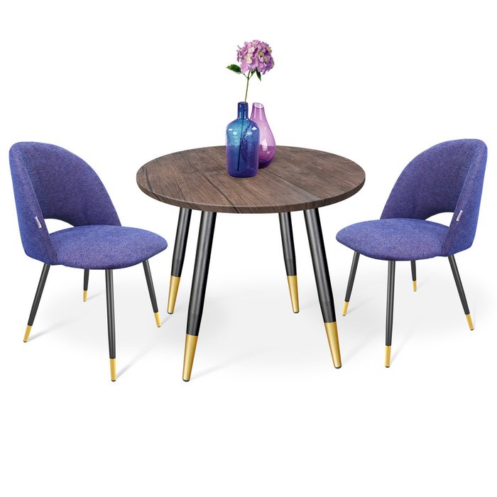 Обеденная группа из стола и двух стульев фиолетового цвета