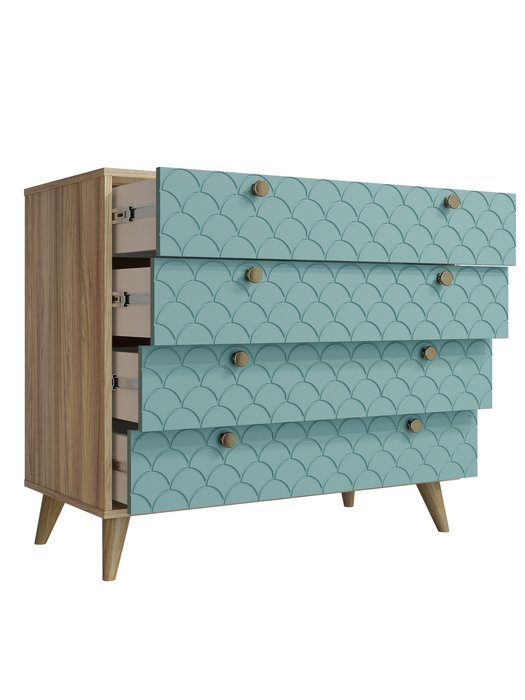 Комод Велламо ВО-12 цвет блэквуд ячменный/бирюза - купить Комоды по цене 22733