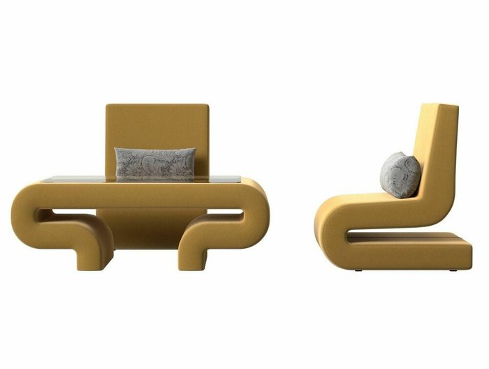 Набор мягкой мебели Волна 3 желтого цвета - купить Комплекты мягкой мебели по цене 66998.0
