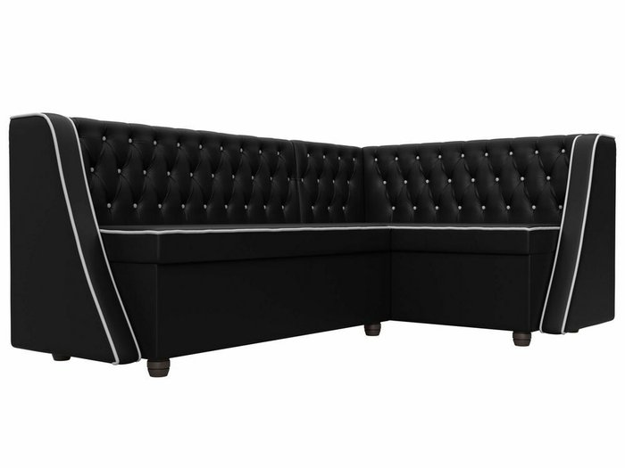 Кухонный угловой диван Лофт черного цвета (экокожа) правый угол - лучшие Угловые диваны в INMYROOM