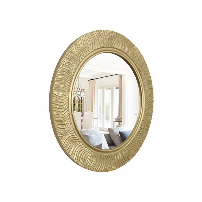 Настенное зеркало Wave в раме золотого цвета - купить Настенные зеркала по цене 41400.0