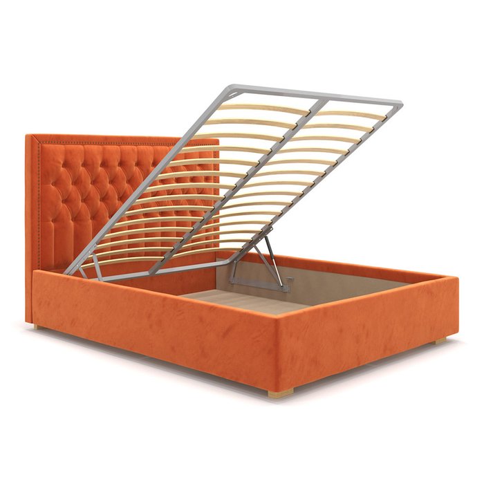  Кровать Celine оранжевого цвета с подъемным механизмом 140х200 - купить Кровати для спальни по цене 66900.0
