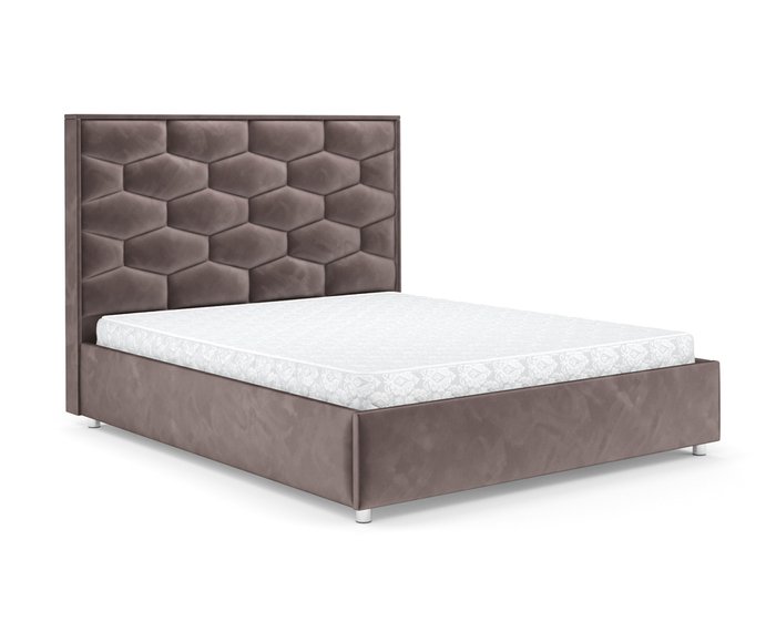 Кровать Рица 140х190 серо-коричневого цвета с подъемным механизмом (вельвет) - купить Кровати для спальни по цене 40090.0