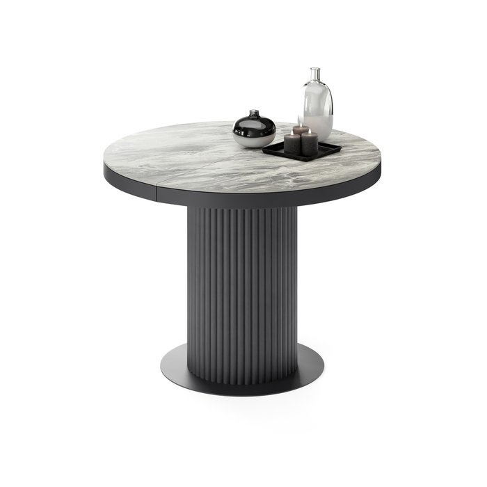 Раздвижной обеденный стол Меб S серо-черного цвета - лучшие Обеденные столы в INMYROOM