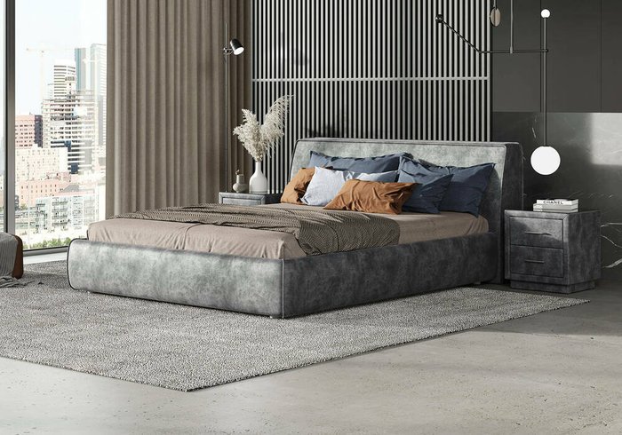 Кровать Altea 180х200 графитового цвета (фултон) без основания и подъемного механизма - лучшие Кровати для спальни в INMYROOM
