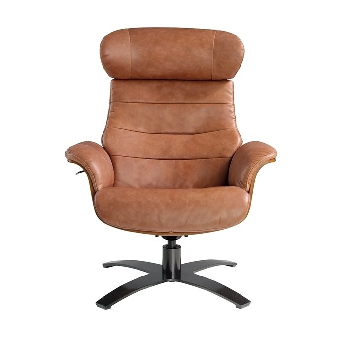 Поворотное кресло из натуральной кожи коричневого цвета - купить Интерьерные кресла по цене 355990.0