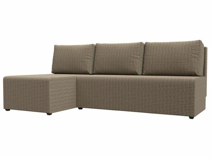 Угловой диван-кровать Поло бежево-коричневого цвета левый угол