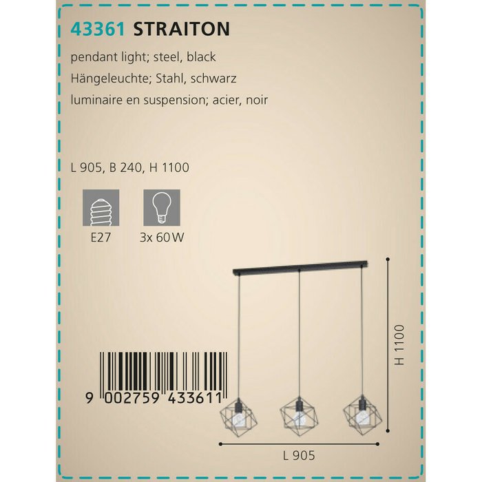 Люстра Eglo Straiton 43361 - купить Подвесные люстры по цене 8790.0